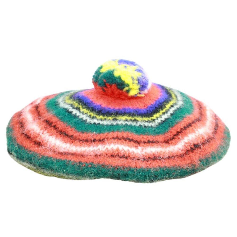 Vintage Royal Stewart Unisex Knit Wool Beret Hat Multicolor Scotland Made OS